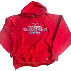 Majestic MLB Red Philadelphia Phillies 2010 Playoffs Hoodie XL with Therma Base